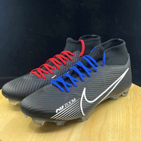 NIKE ZOOM MERCURIAL SUPERFLY 9 ACADEMY FG ID BLACK RED BLUE DX3346-900 MENS SZ 9 main image 7